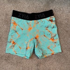 Zyia Banded Turquoise Marble Hustle Shorts